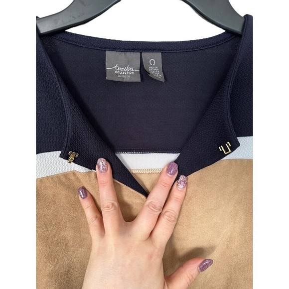 Chico’s Travelers Faux Suede Color Block Cardigan Size Small - Picture 4 of 11